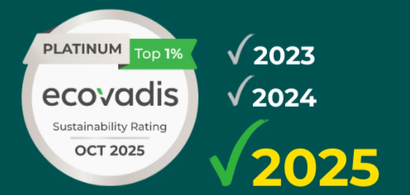 EcoVadis 2025 : Médaille Platinum pour la 3ème année consécutive