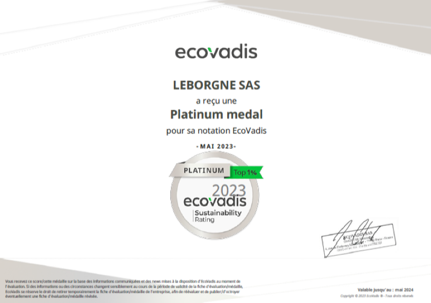 Leborgne obtient la Médaille Platine EcoVadis ! « La récompense de plusieurs dizaines d’années de travail des équipes Leborgne en faveur de la RSE » pour Florence Hocq