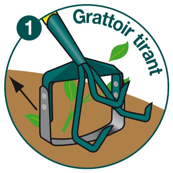 Griffe 3 dents + grattoir oscillant naturOvert 2